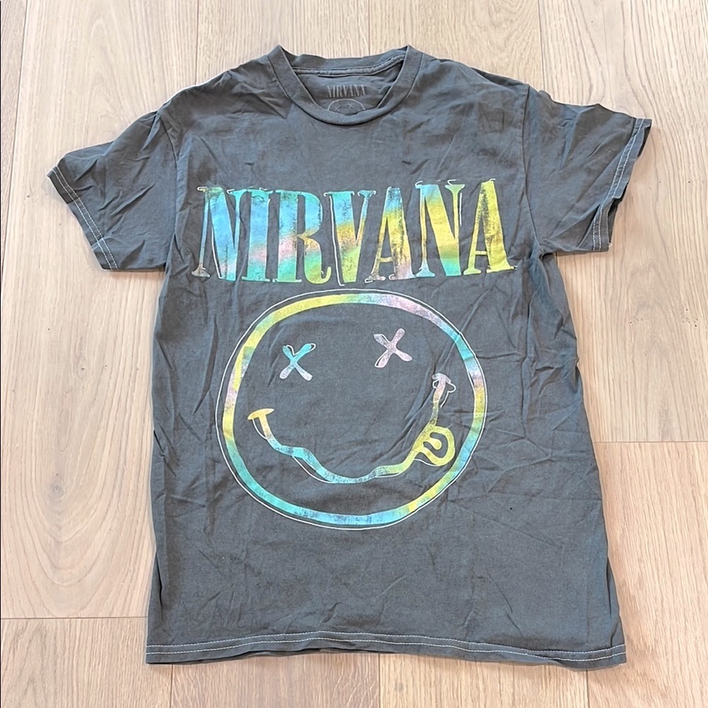Nirvana Oversized Grey Graphic Tee Size XS